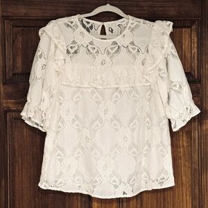 aeom White Lace Blouse “Self” Cotton